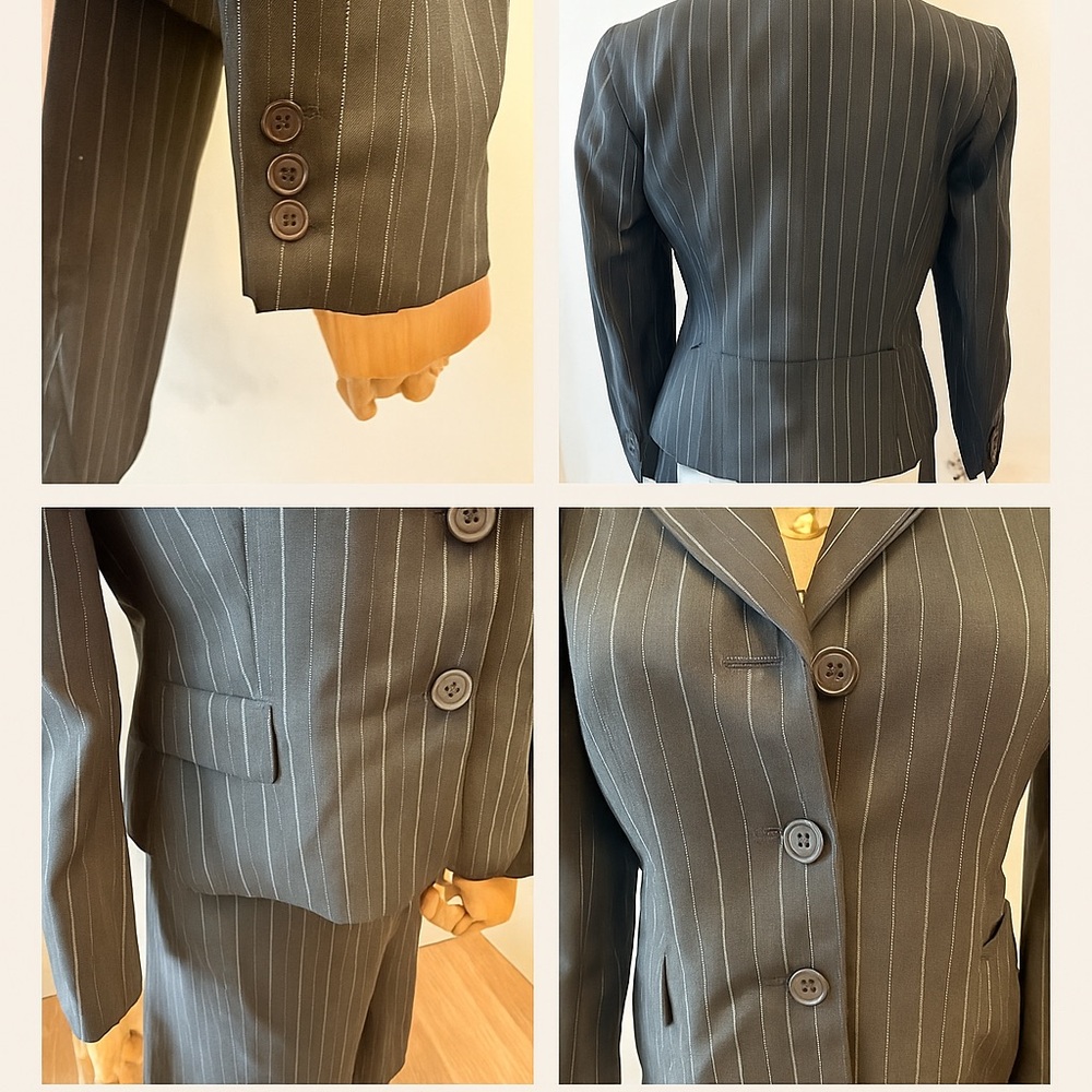 Anne Klein Black Pinstripe Skirt Set